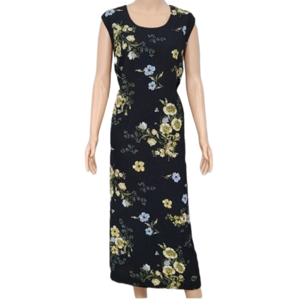 BLAIR Black Floral Maxi Dress Sleeveless Round Neck Plus Size XXL